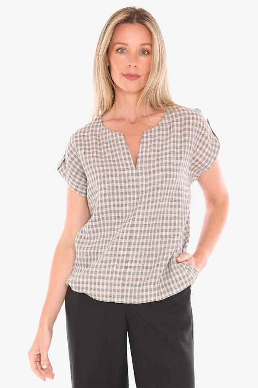 Grid Check Top Sand/Ink