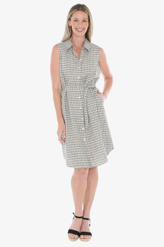 Grid Check Dress Sand/Ink
