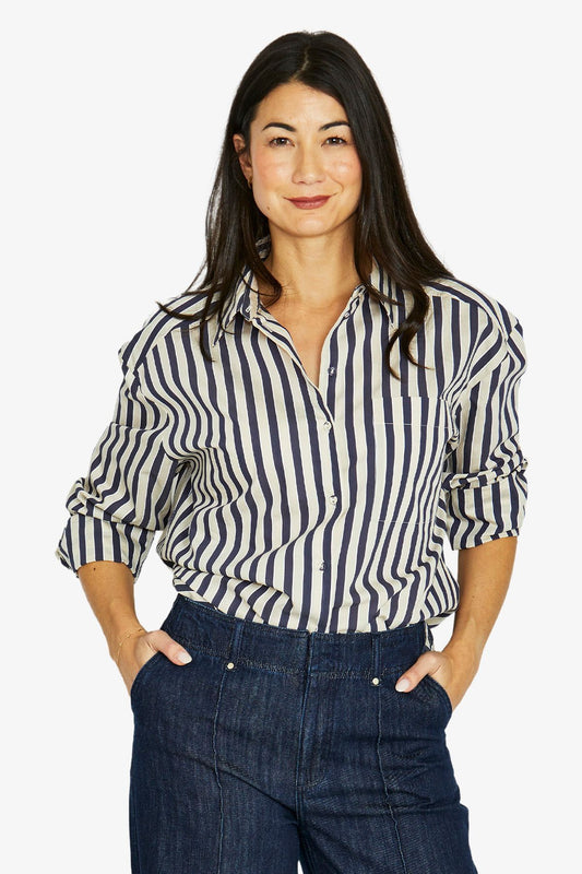 Ribbon Stripe Shirt Ink/Barley