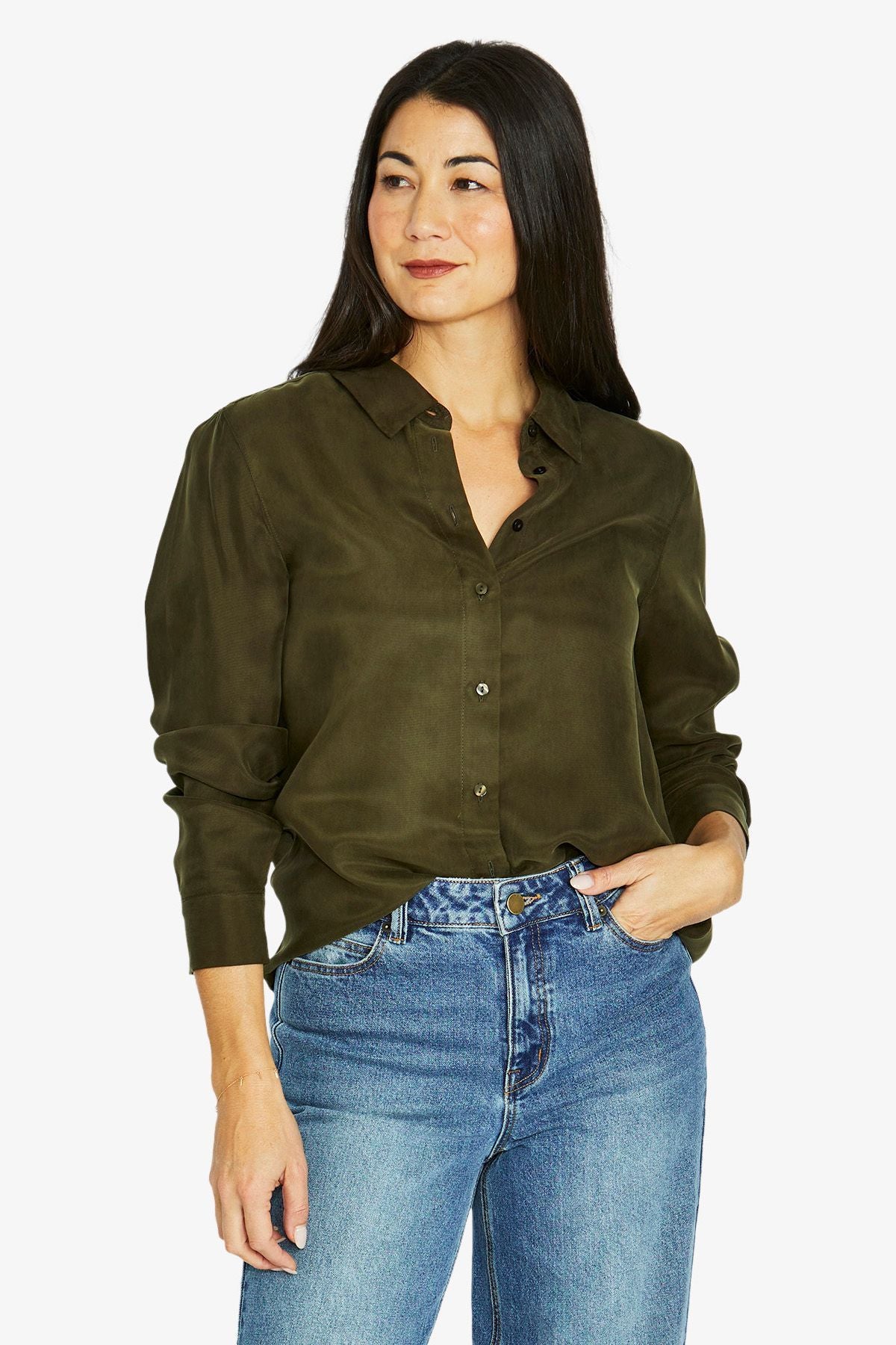 Cupro Shirt Dark Olive