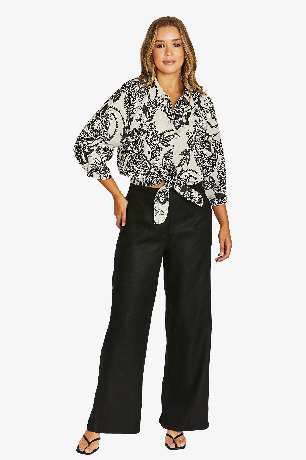 Bohemia Tie Top Black/Flax