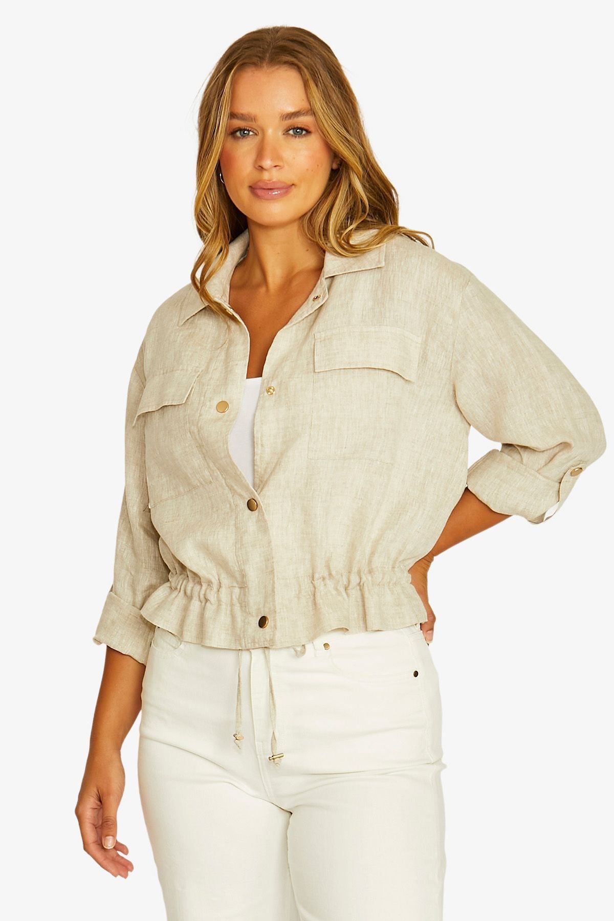 Drawstring Jacket Nat/Flax