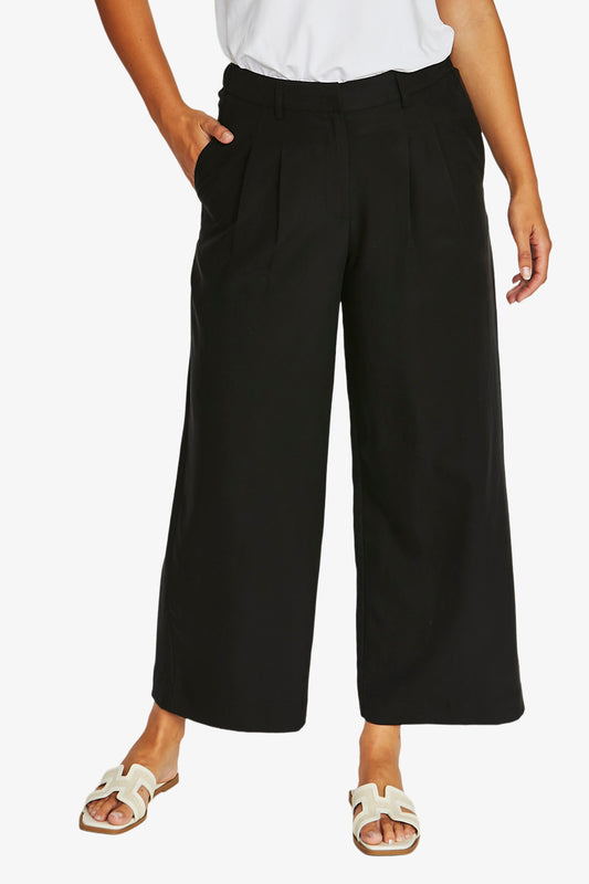 7/8 Pleat Front Pant Black