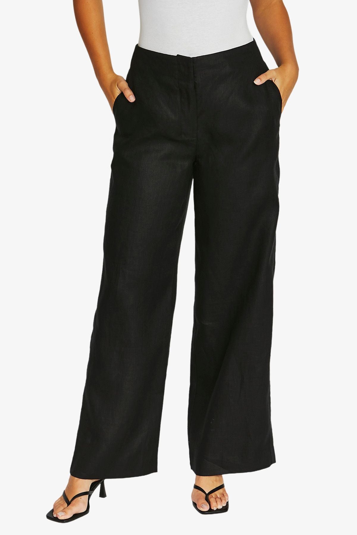 Twill Wide Leg Pant Black