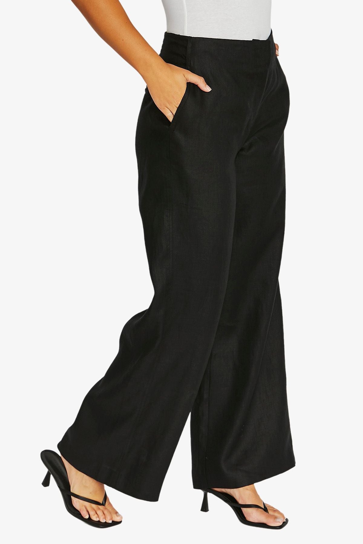 Twill Wide Leg Pant Black