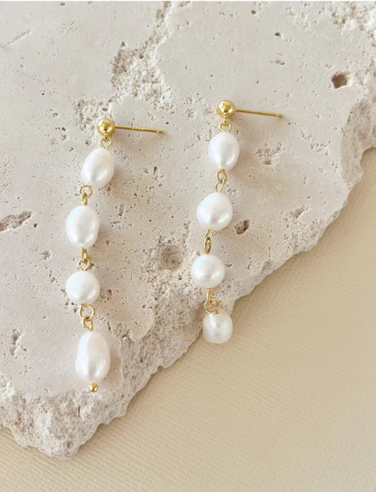 Georgie Freshwater Pearl Earrings Gold