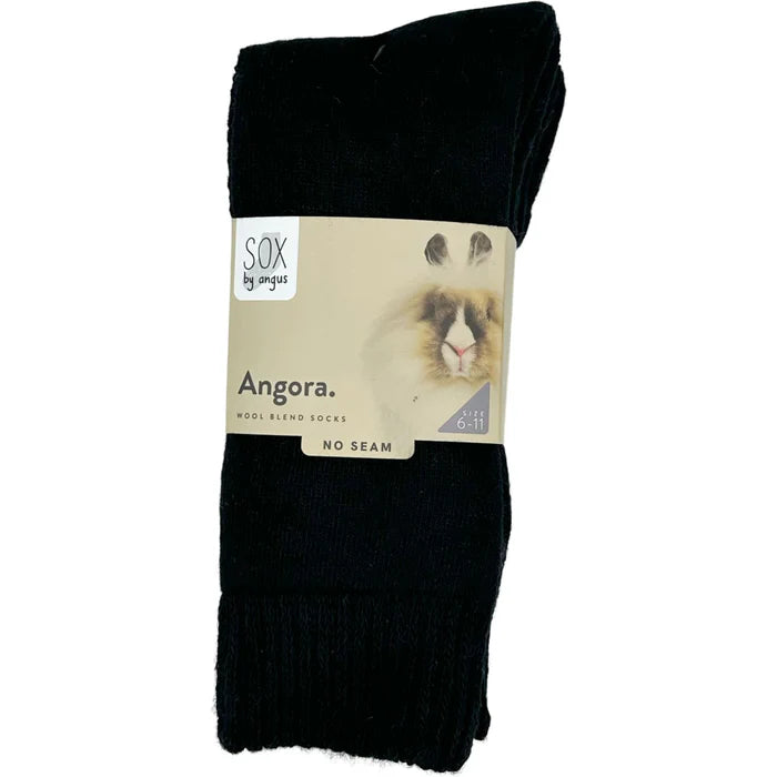 Angora Wool Blend Cushion Crew Black 6-11
