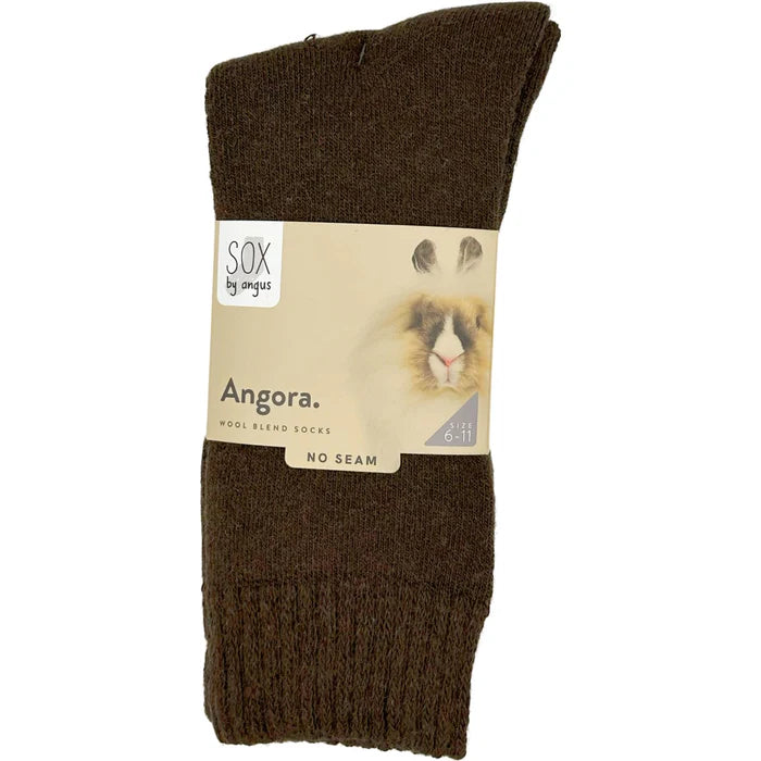 Angora Wool Blend Cushion Crew Brown 6-11
