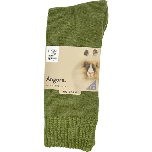 Angora Wool Blend Cushion Crew Khaki Green 6-11