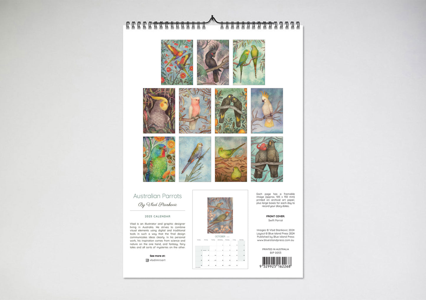 Australian Parrots Vlad Stankovic 2025 Wall Calendar