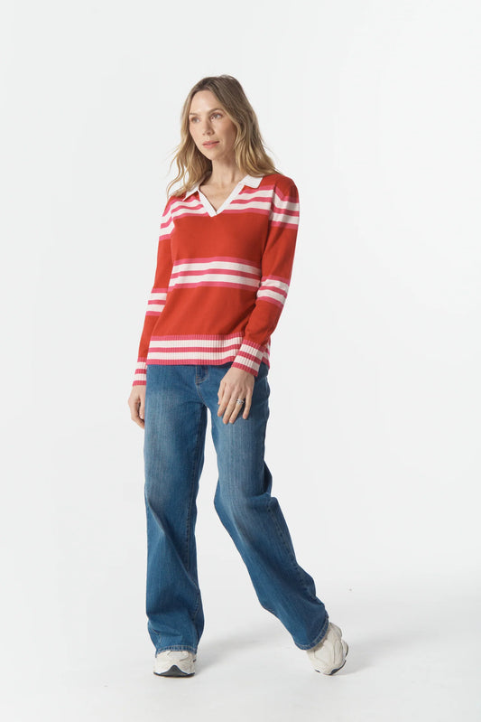 Sun Chaser Polo Knit Scarlet