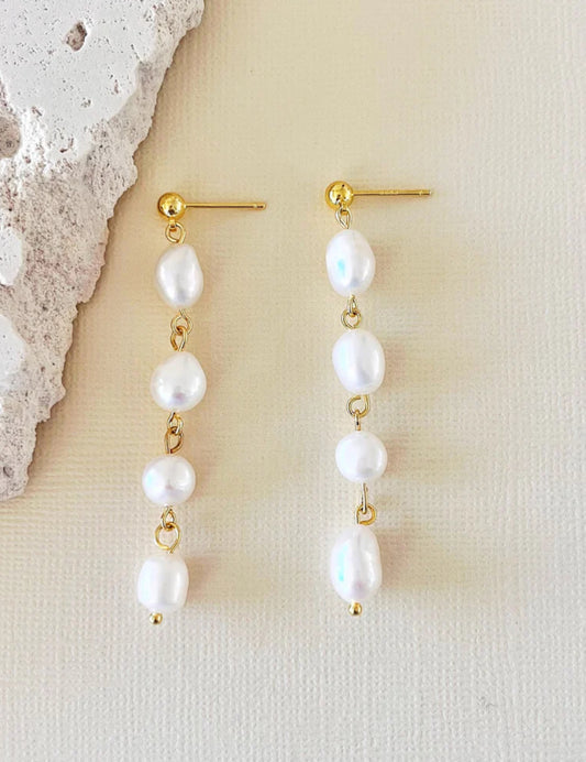 Georgie Freshwater Pearl Earrings Gold