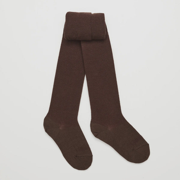 Woman Merino Wool Tights Textured Knit Cacao