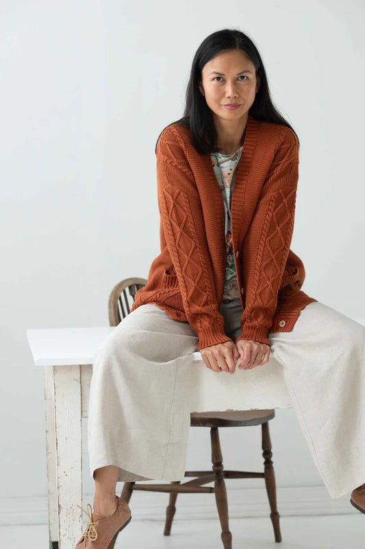 Charlie Cardigan in Rust Organic Cotton