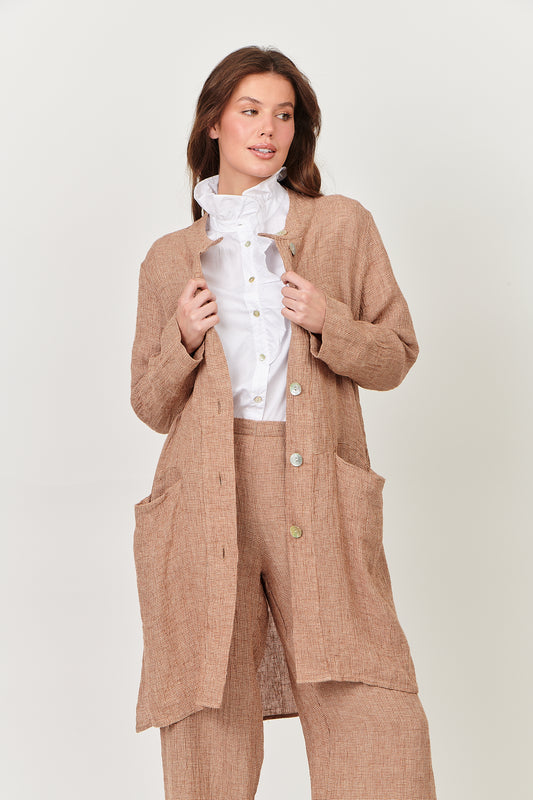 Linen Jacket Chai Puppytooth GA403