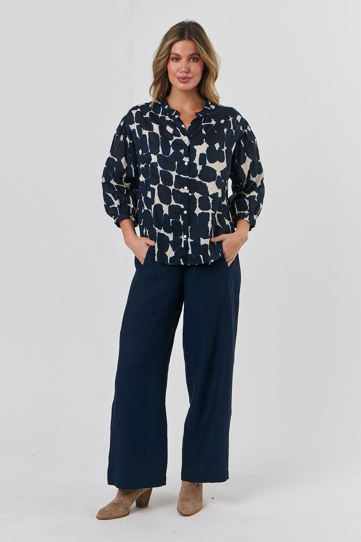 Ikat Linen Top GA436
