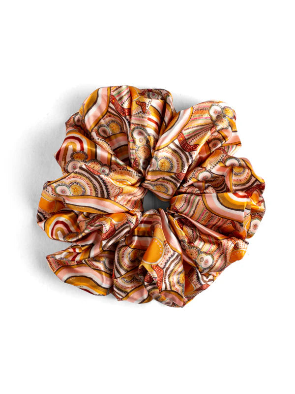 Aboriginal Journeys in the Sun Hair Scrunchie Larg