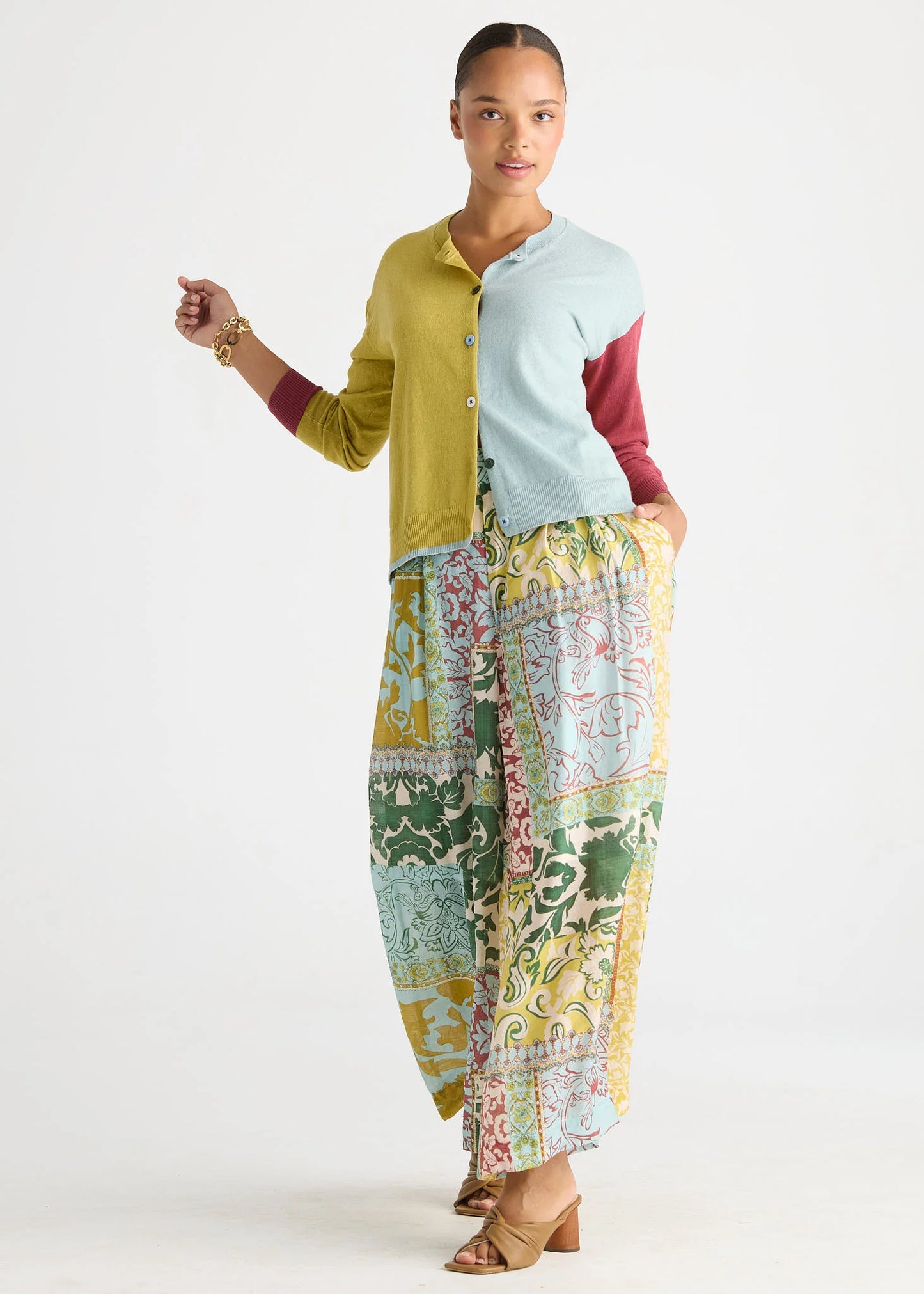 Colour Block Cardi Acacia
