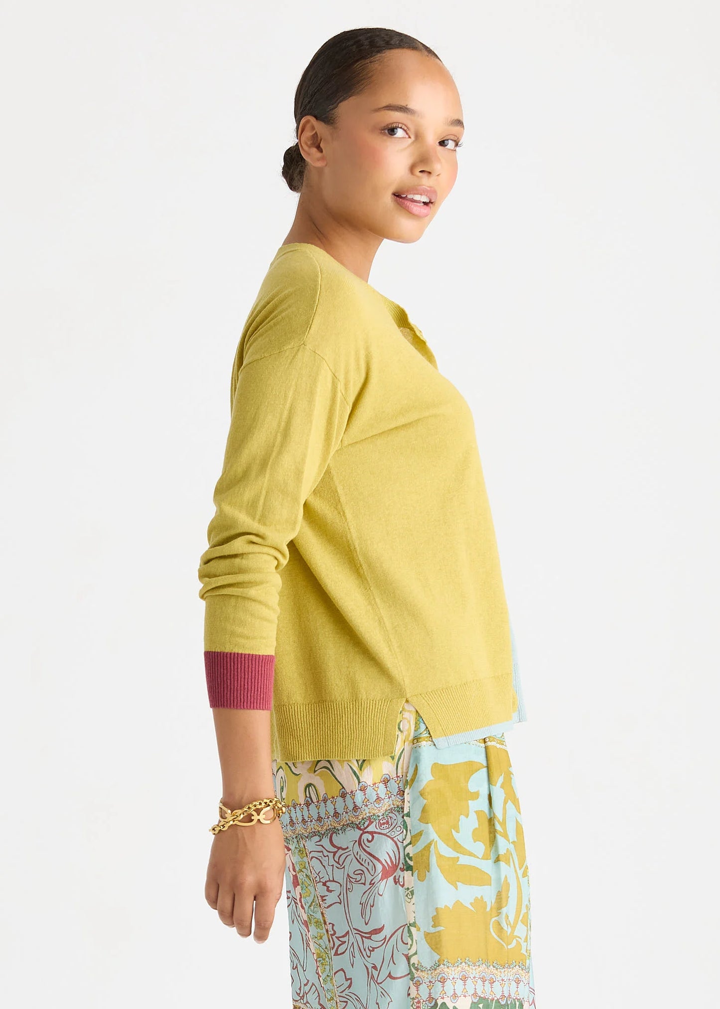 Colour Block Cardi Acacia