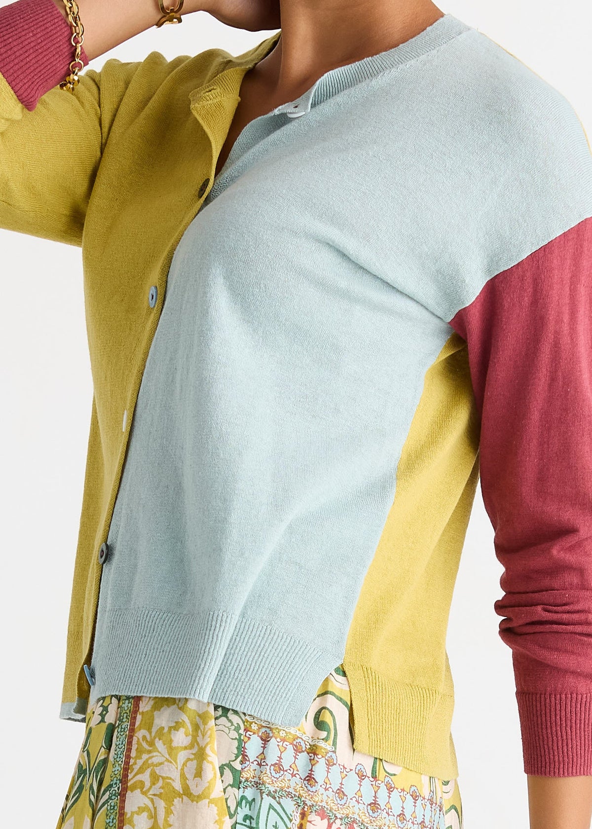Colour Block Cardi Acacia