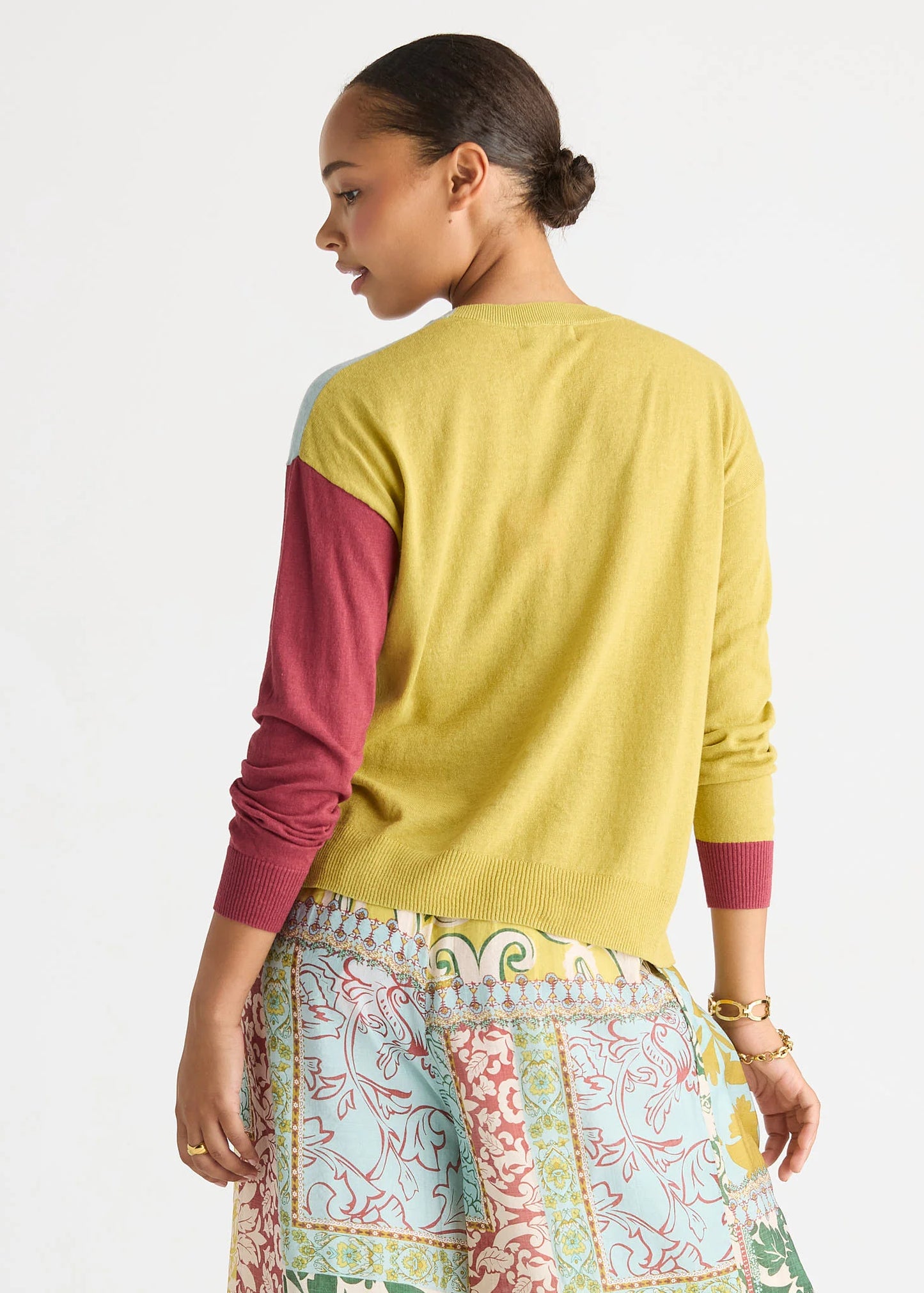 Colour Block Cardi Acacia