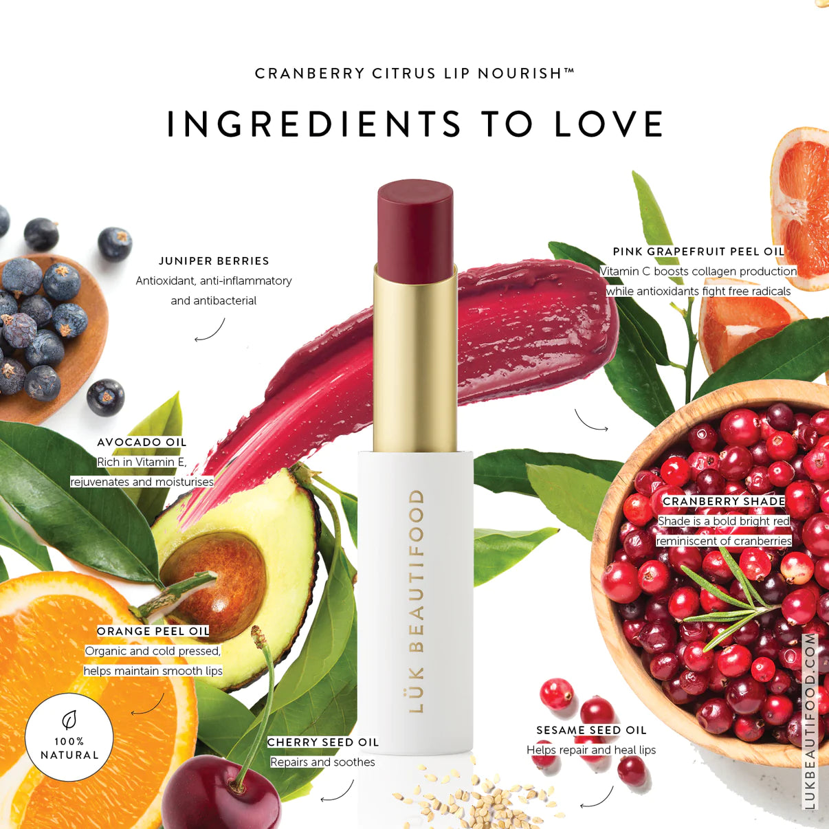 Luk Lip Nourish Natural Lipstick - Cranberry Citrus