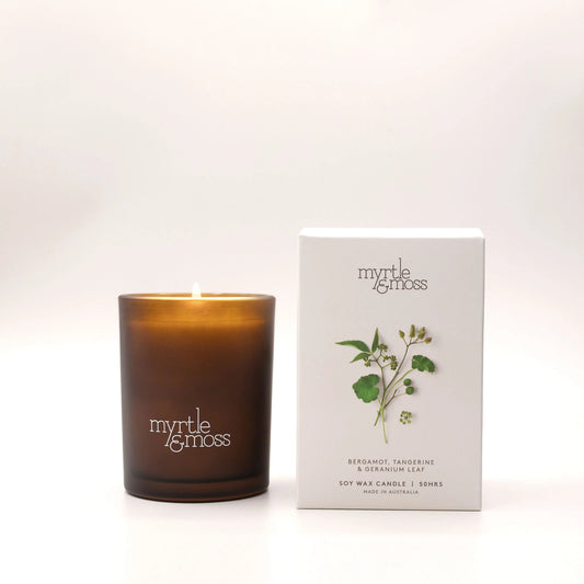 Soy Wax Candle / Large 50HR Bergamot Rind Tangerine & Geranium Leaf
