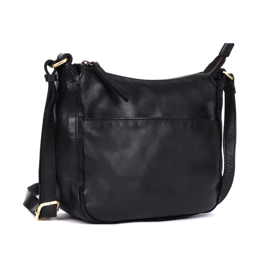 Clover Cross Body Leather Bag Black