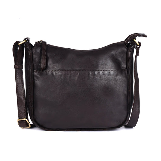 Clover Cross Body Leather Bag Chocolate