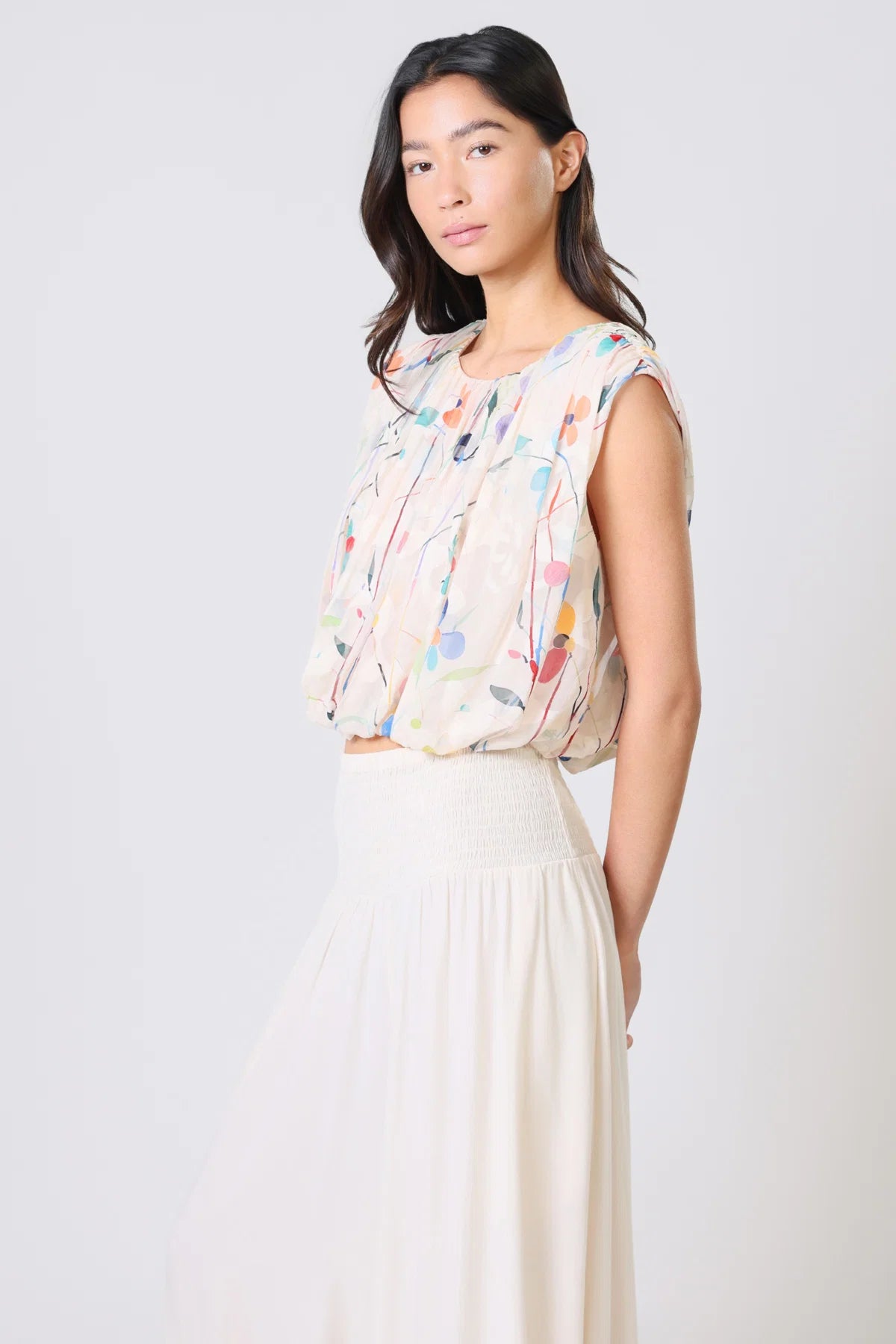 Sass Floral Print Sheer Top