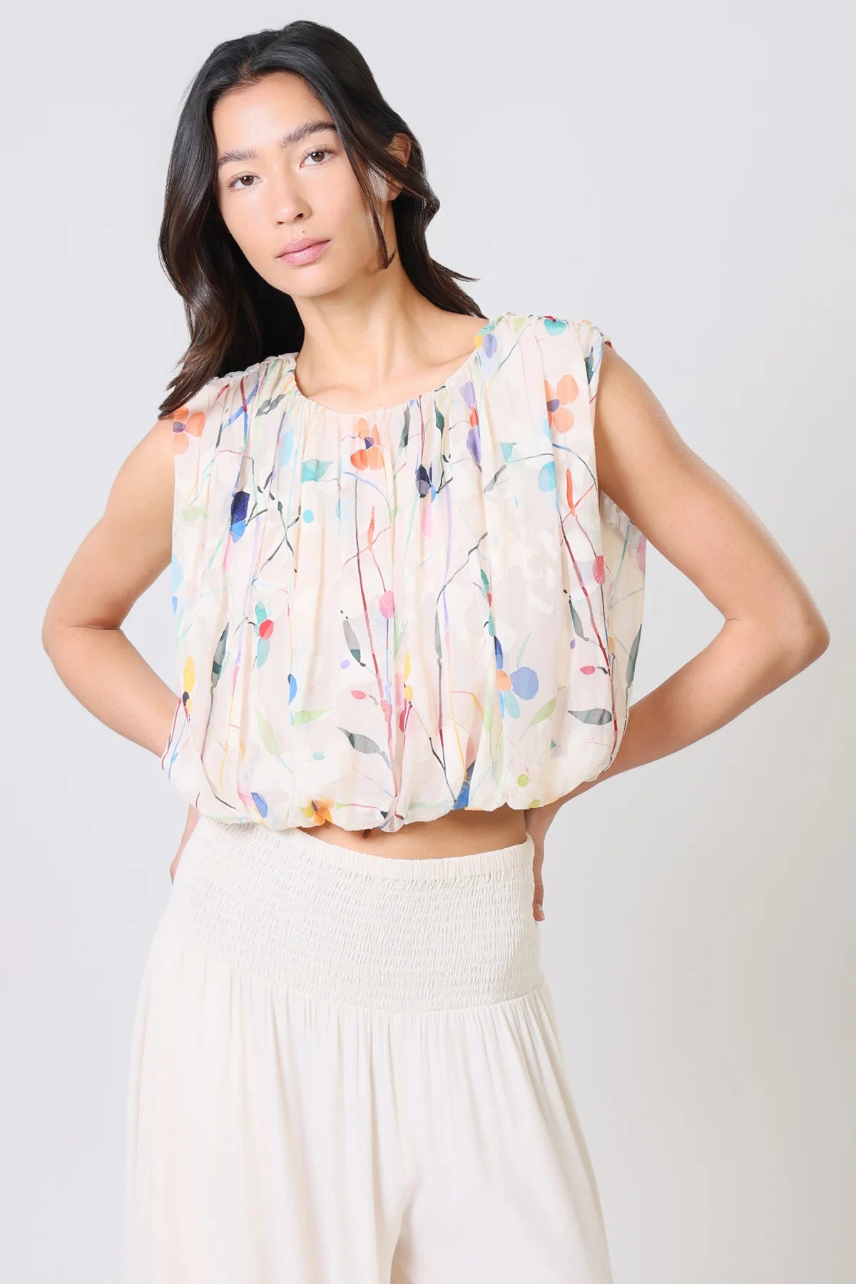 Sass Floral Print Sheer Top