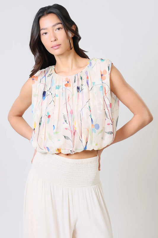 Sass Floral Print Sheer Top