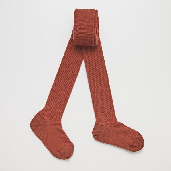 Merino Wool Tights Textured Knit Spice