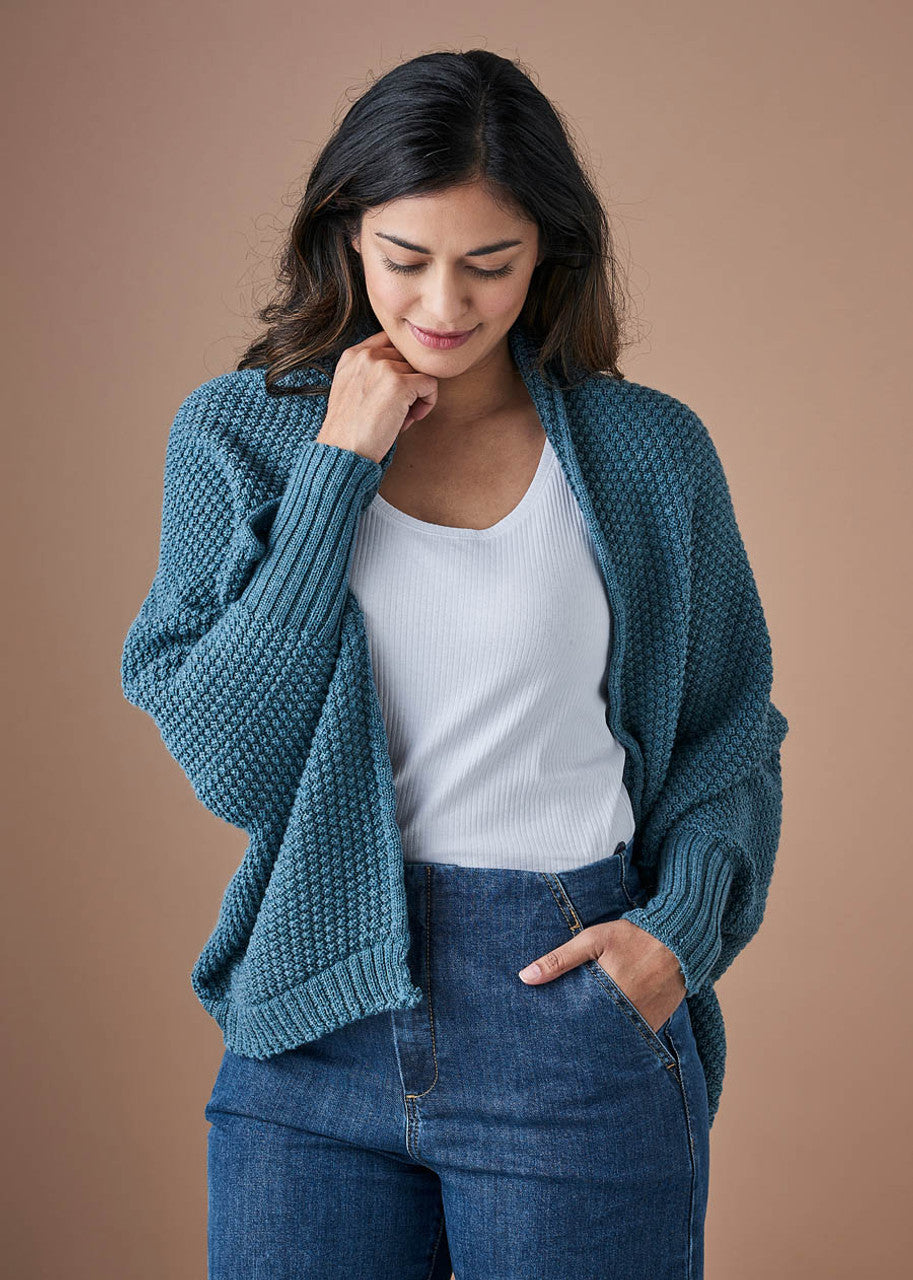 Honey Honeycomb Stitch Shrug in Merino Wool Duck Egg