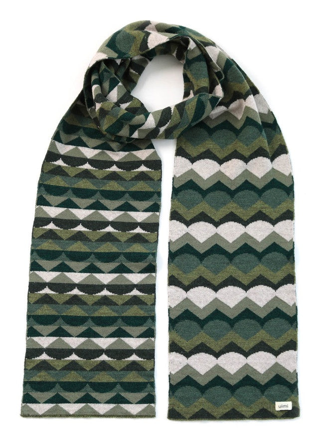 Marlo Geometric Scarf in Merino Wool Forest