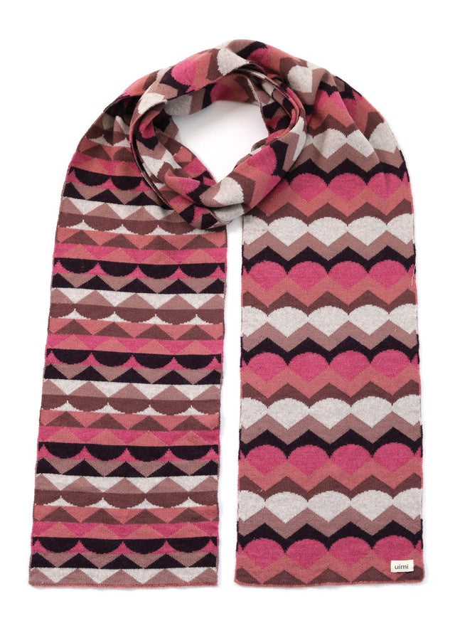 Marlo Geometric Scarf in Merino Wool Raspberry