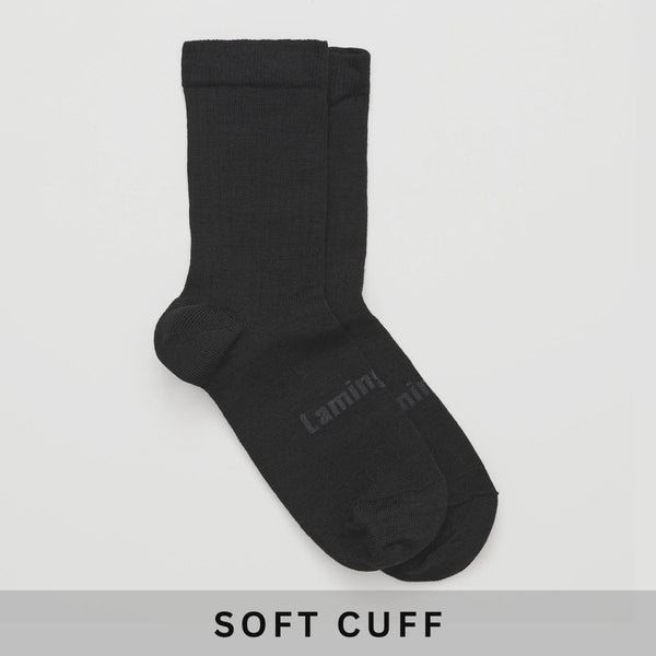 Merino Wool Crew Socks Soft Cuff Black