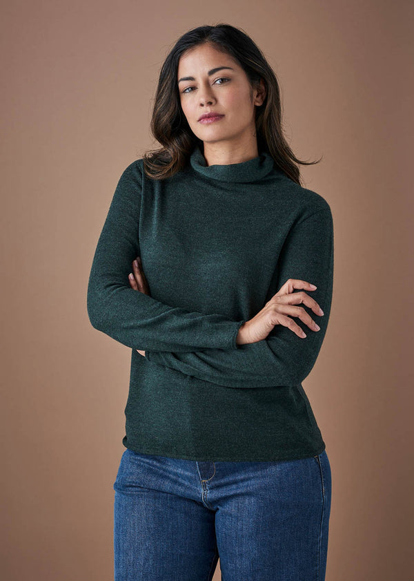 Fine Roll Neck Top Seaweed