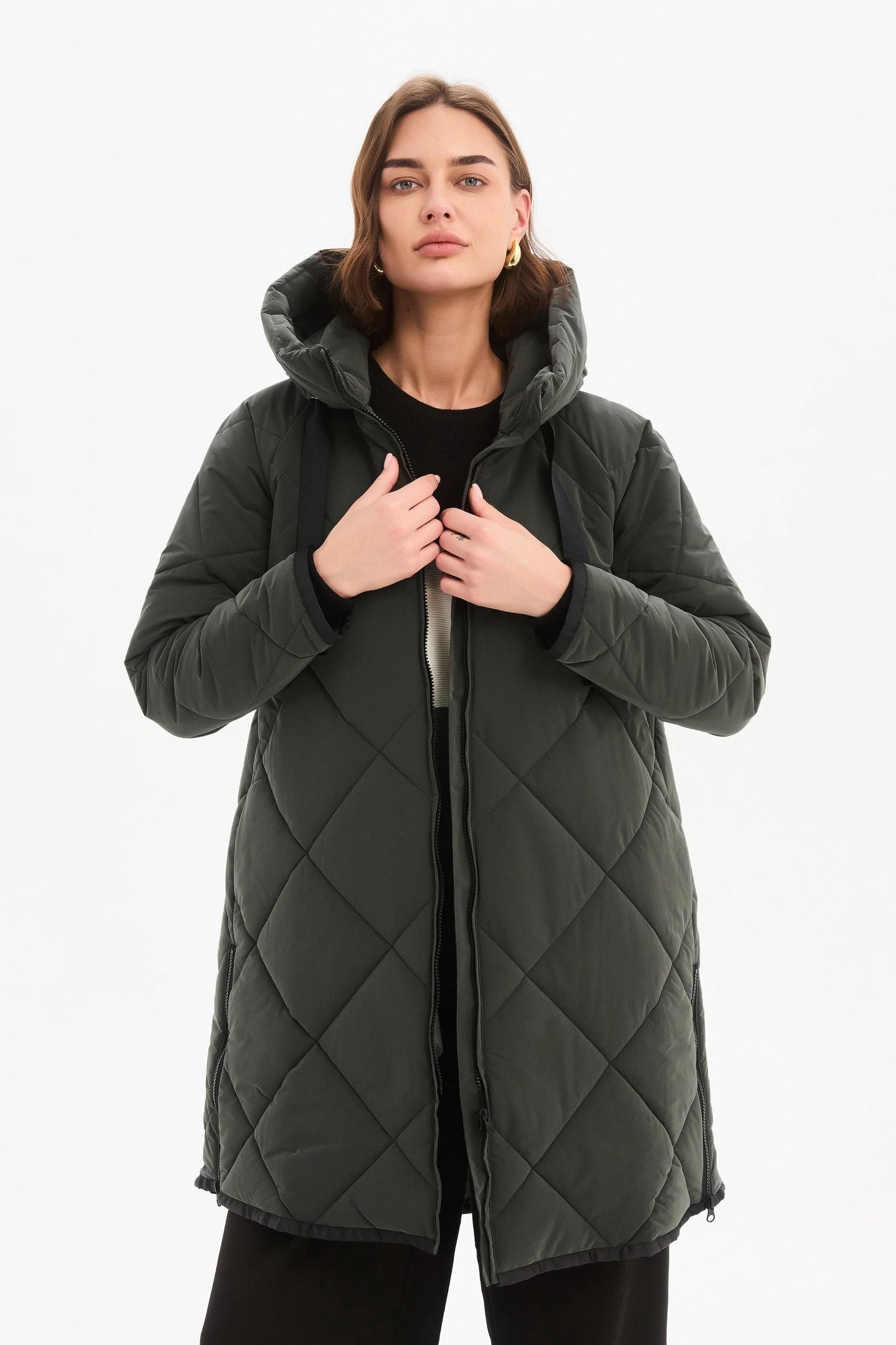 Zip Hem Coat Steel
