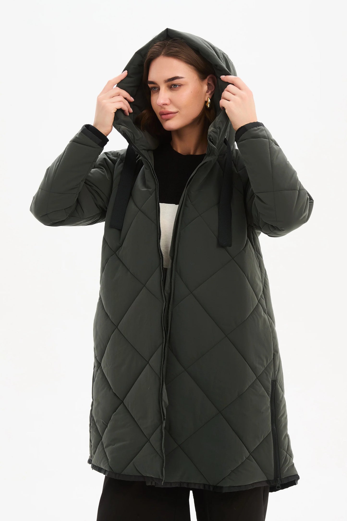 Zip Hem Coat Steel