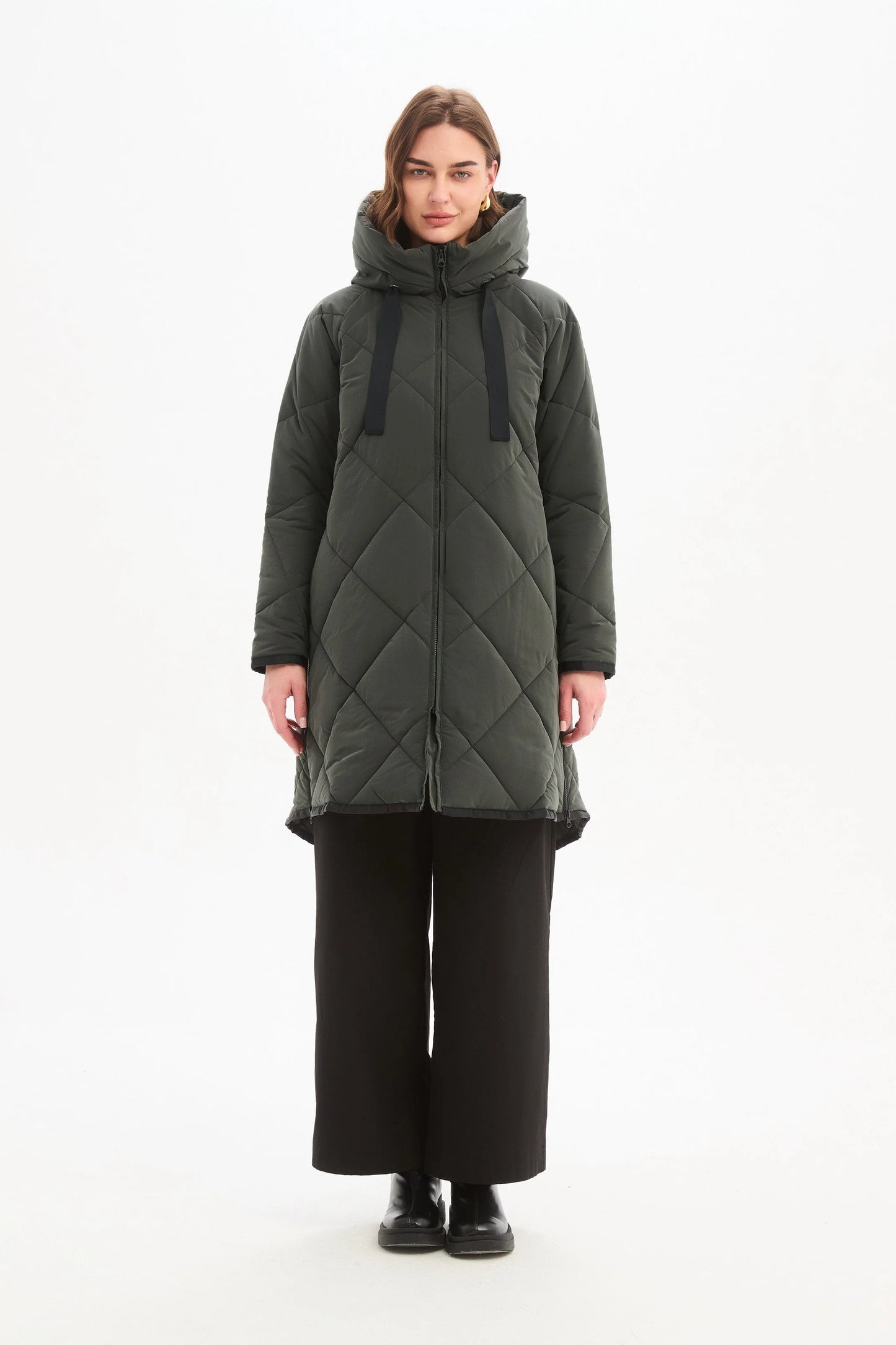 Zip Hem Coat Steel