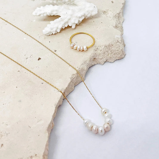 Jasmine Pearl Necklace Gold