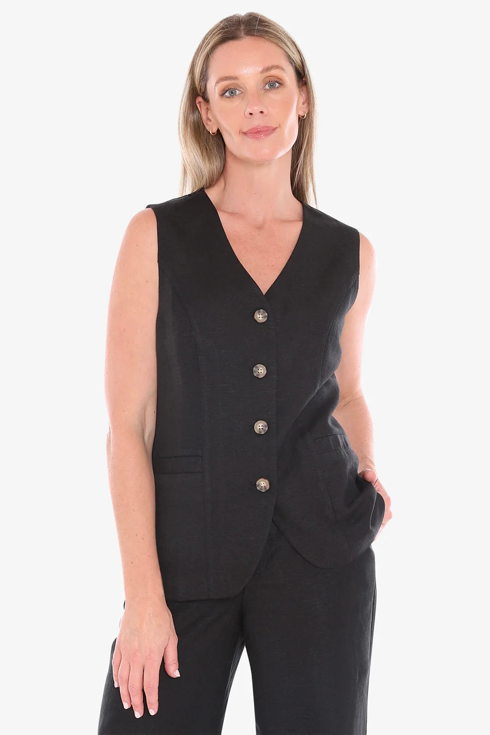 Button Vest Black