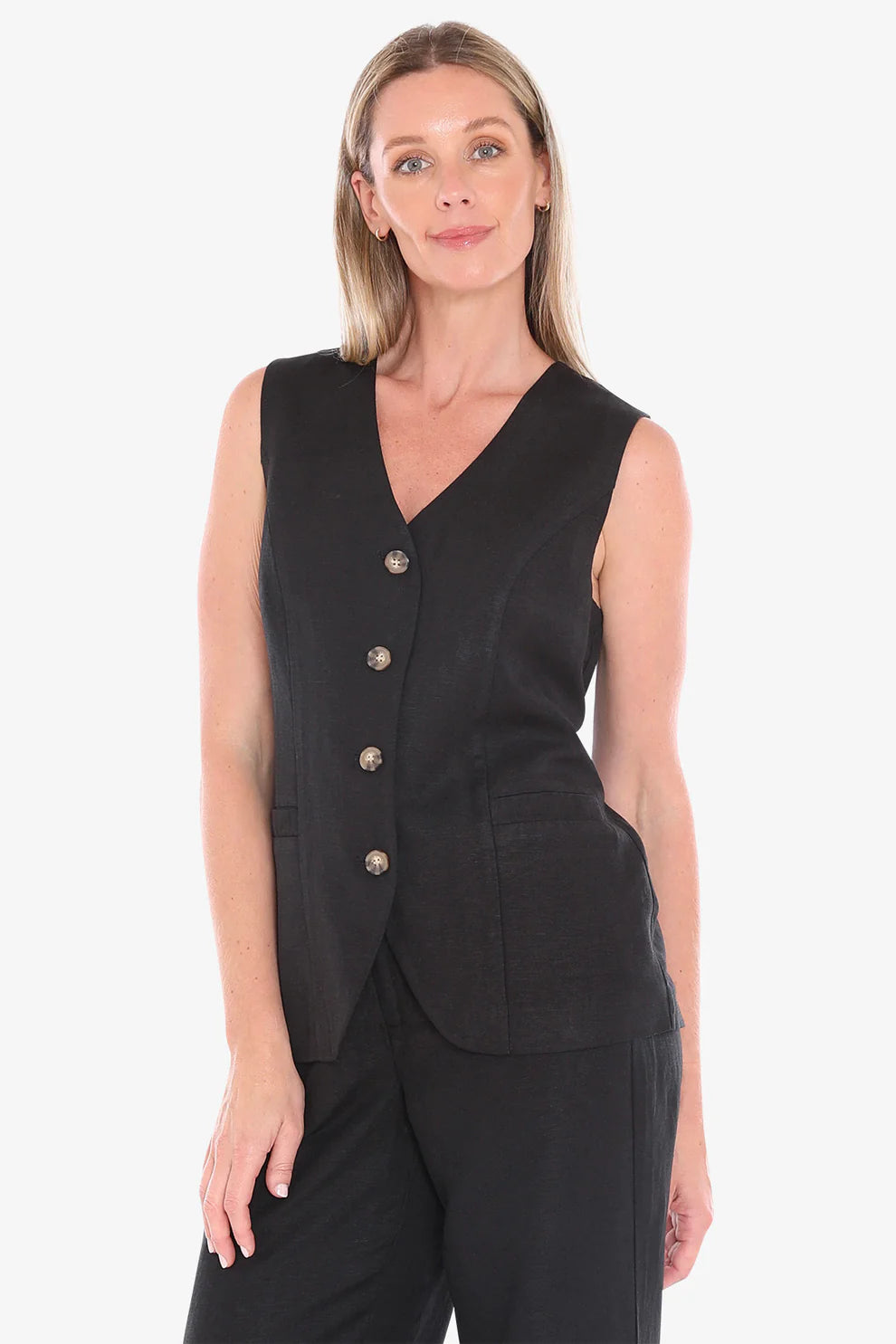 Button Vest Black