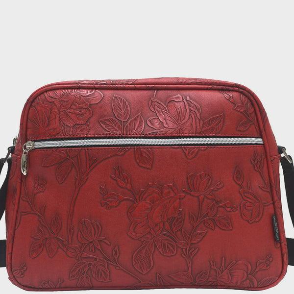 Catherine Manuell A-Line Bowler Red Emboss Rose