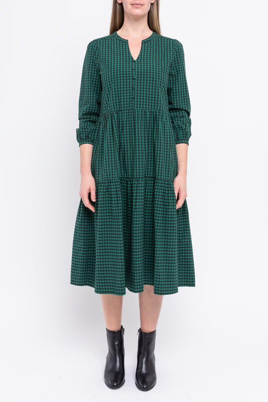 Jump Tiered Check Dress Green/Black