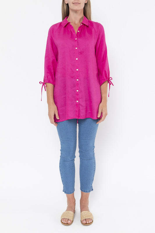 Jump Tie Sleeve Tunic Shirt Magenta Pink