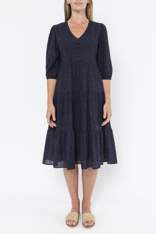 Jump Broderie Dress Ink Navy