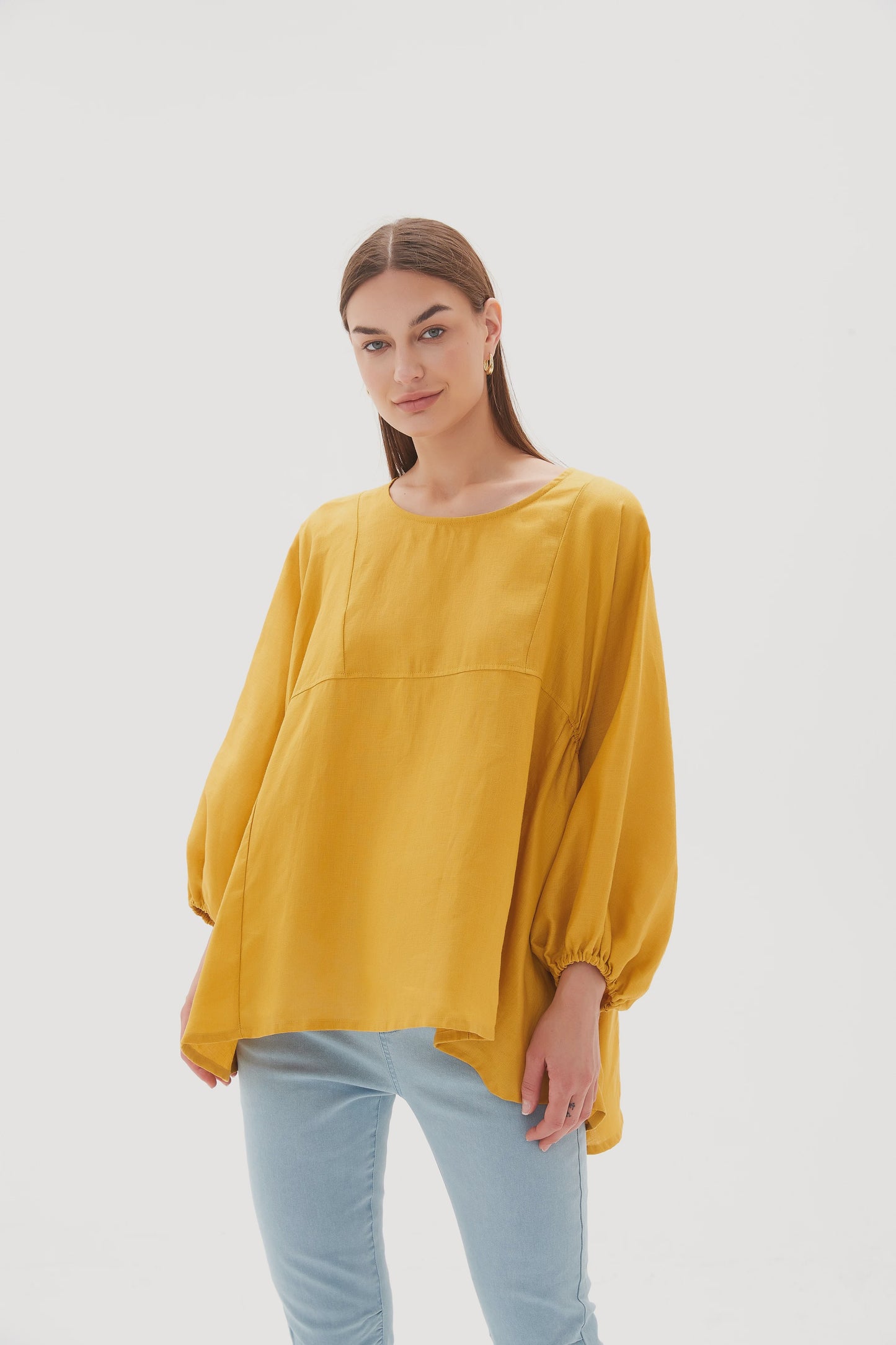 Tirelli Elastic Gather Volume Blouse Tumeric