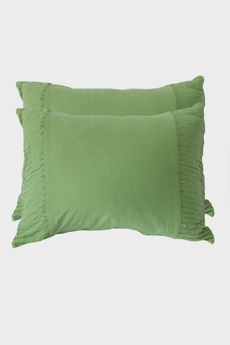 Lazybones Rosette Pillowcase Set of 2 in Grass Green